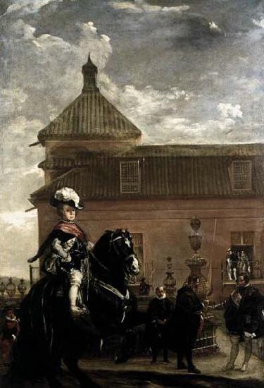 VELAZQUEZ, Diego Rodriguez de Silva y Prince Baltasar Carlos with the Count-Duke of Olivares at the Royal Mews oil painting image